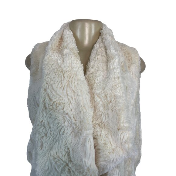 Jack By BB Dakota Faux Fur Drape Vest Cream Sleeveless Womens S - New - Picture 5 of 9